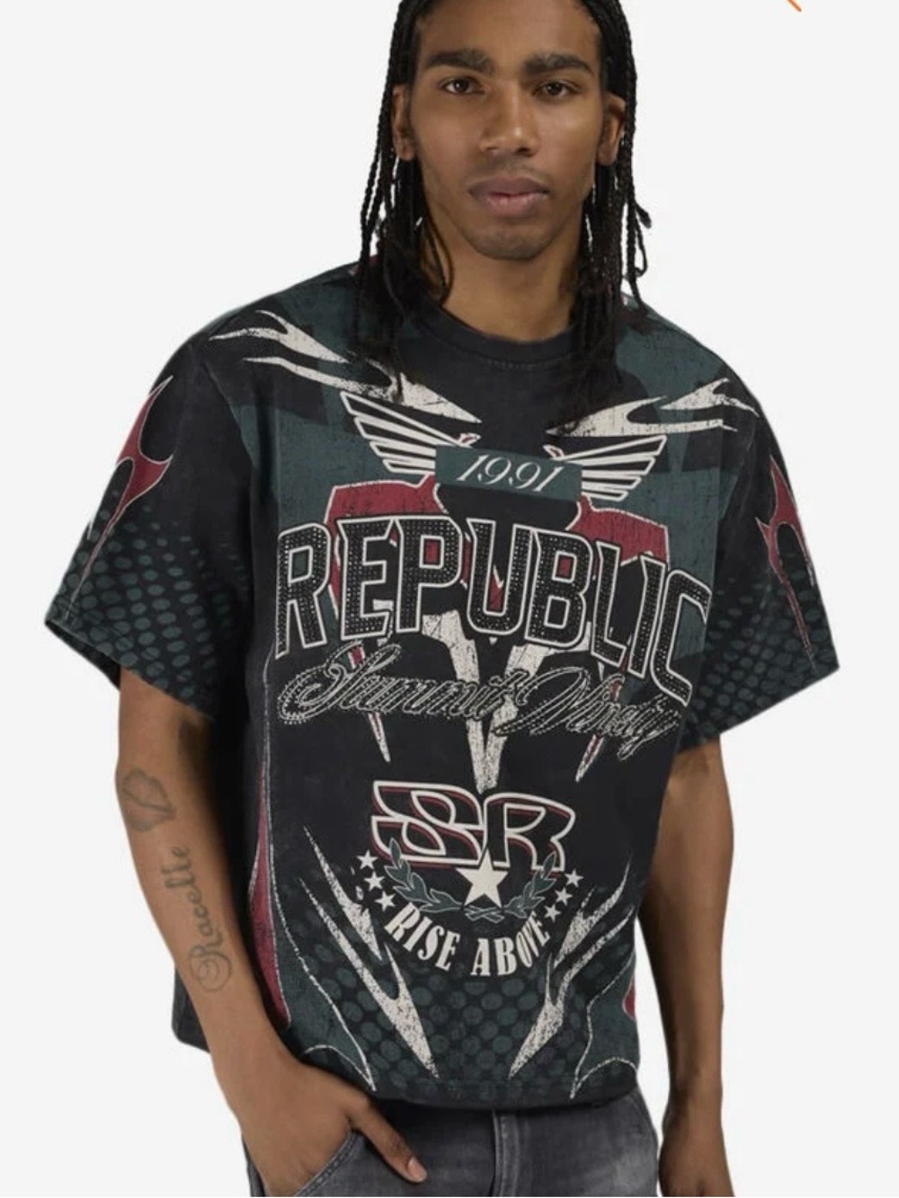 Smoke Rise Republic Graphic Short Sleeve Tee Shirt Sz Large